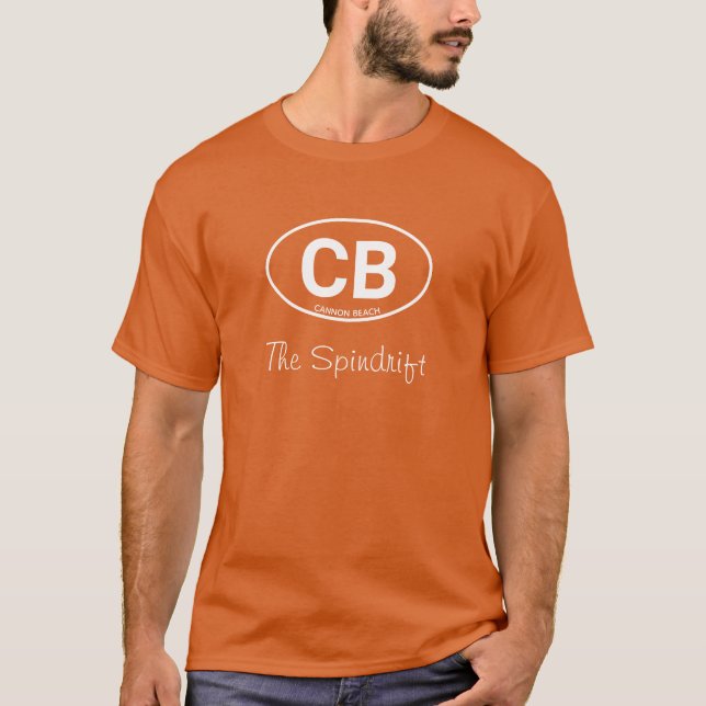 Camiseta Beach House Naranja dos letras Oval Cannon Beach (Anverso)