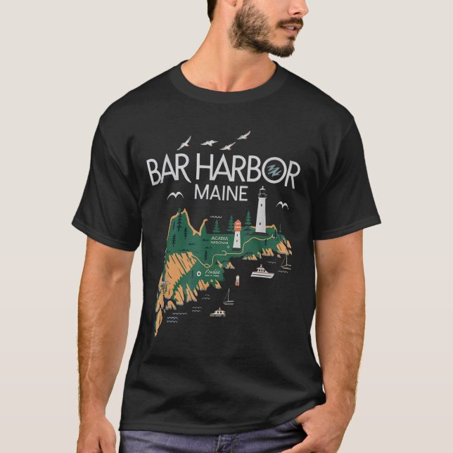 Camiseta Beach Lighthouse Bar Harbour Maine (Anverso)