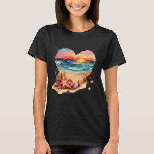 Camiseta Beach Lover Beach Scene Starfish Sea Shells Summer