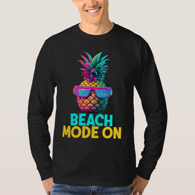 Camiseta Beach Mode On Funny Retro Pineapple Sunglasses Vac (Anverso)