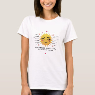 Camiseta Beach More, Worry less - Sonriente Sun & Hearts Wo