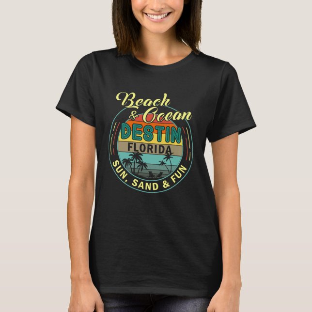 Camiseta Beach & Ocean Destin Florida Sun Sand Fun (Anverso)