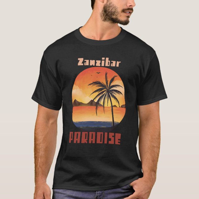 Camiseta Beach Ocean Vacation Zanzibar Surfing Palm tree Su (Anverso)