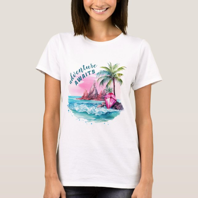 Camiseta Beach Palm Tree Mountain View Adventure (Anverso)