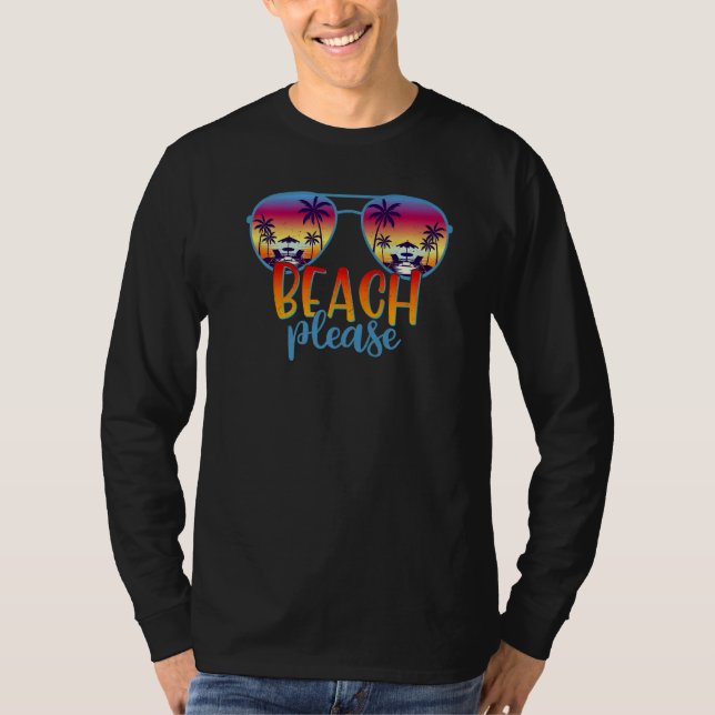 Camiseta Beach Please Palm Tree Gafas de sol Mar Guay Pun (Anverso)