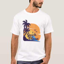 Camiseta Beach Please Sunset Palm Trees Art