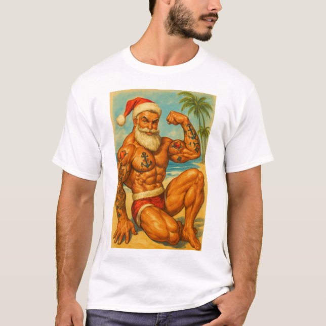 Camiseta Beach Santa Gay T-Shirt | Gay Shirt for Men | LGBT (Anverso)