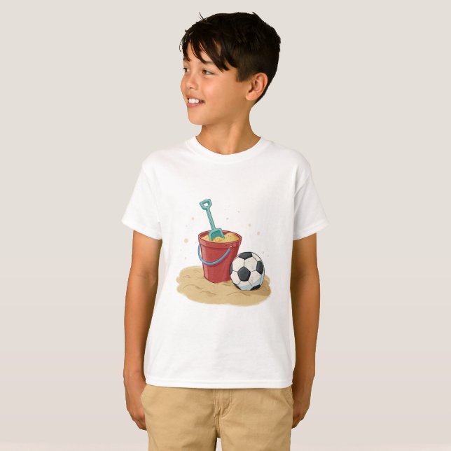Camiseta Beach Soccer Bucket and Ball in the Sand (Anverso completo)