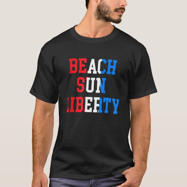 Camiseta Beach Sun Liberty Celebrate with Red White and Blu (Anverso)