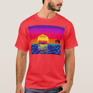 Camiseta Beach Sunset de 8 bits