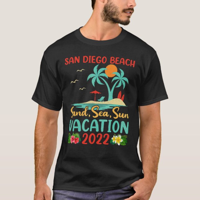 Camiseta Beach Vacation 2022 Retro Sunset California San Di (Anverso)