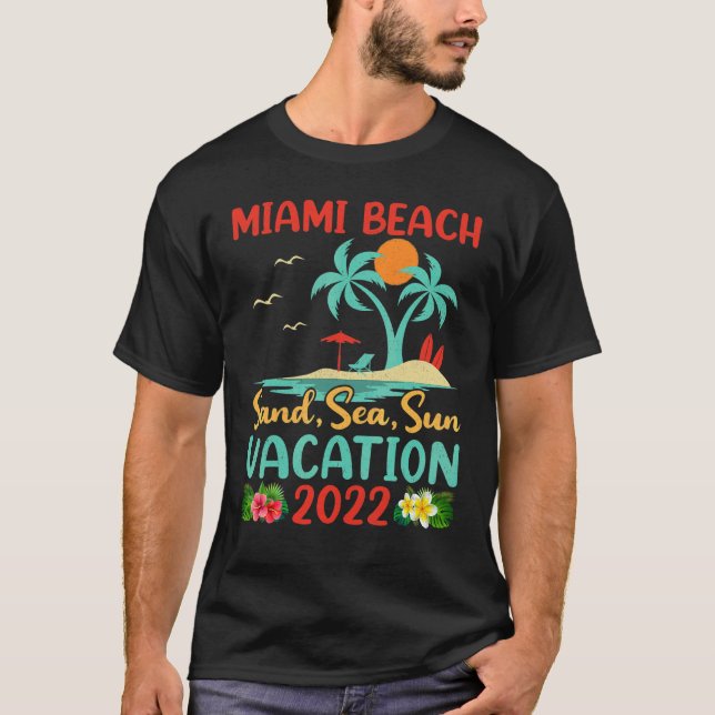 Camiseta Beach Vacation 2022 Retro Sunset Florida Miami Bea (Anverso)