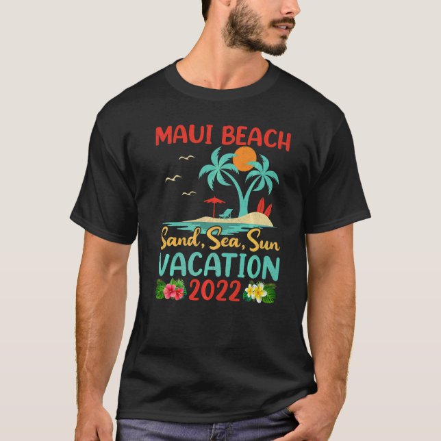 Camiseta Beach Vacation 2022 Retro Sunset Hawaii Maui Beach (Anverso)