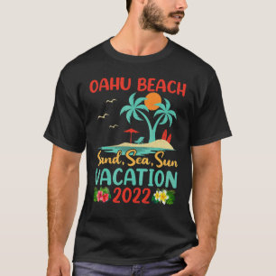 Camiseta Beach Vacation 2022 Retro Sunset Hawaii Oahu Beach