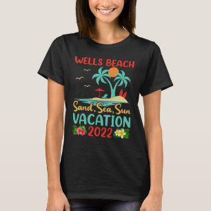 Camiseta Beach Vacation 2022 Retro Sunset Maine Wells Beach