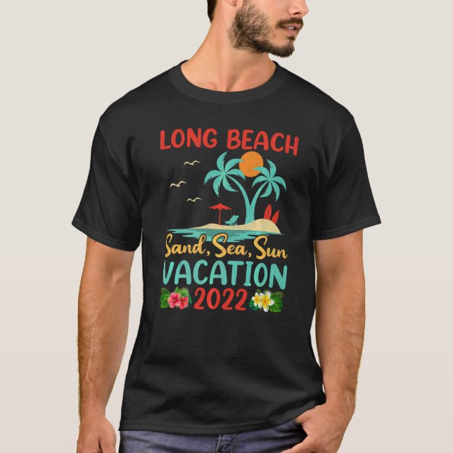 Camiseta Beach Vacation 2022 Retro Sunset New York Long Bea (Anverso)