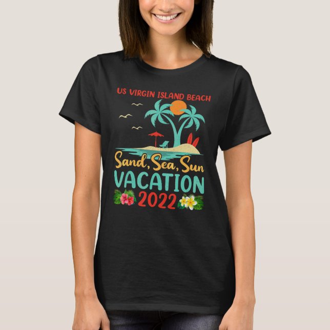 Camiseta Beach Vacation 2022 Retro Sunset Us Virgin Island (Anverso)