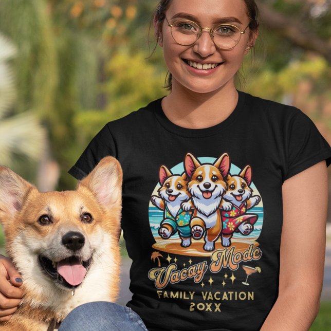 Camiseta Beach Vacay Mode Funny Corgis Family Vacation (Subido por el creador)