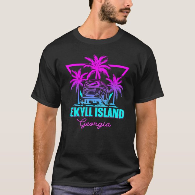 Camiseta Beach Vaporwave Vacation Souvenir Jekyll Island (Anverso)