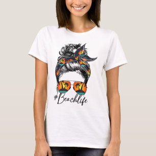 Camiseta Beach Vibes Messy Bun Gafas De Sol Lover