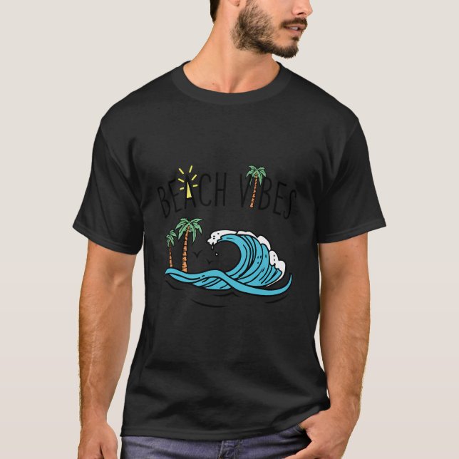 Camiseta Beach Vibes Ocean Wave Y Palm Trees (Anverso)