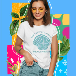 Camiseta Beach Wedding Aqua Seashell Seaside Bridal Party