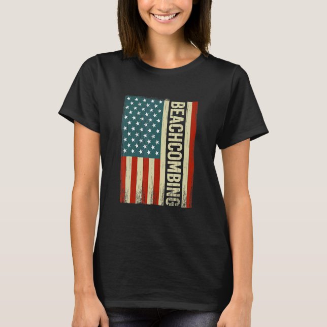 Camiseta Beachcombing USA Flag 4th of July beachcomb beachc (Anverso)