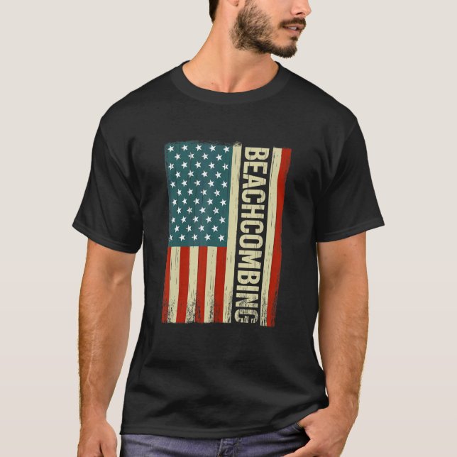 Camiseta Beachcombing USA Flag 4th of July beachcomb beachc (Anverso)