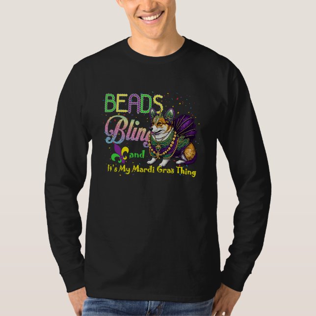 Camiseta Beads Bling Corgi Mardi Gras Thing Carnival Masque (Anverso)