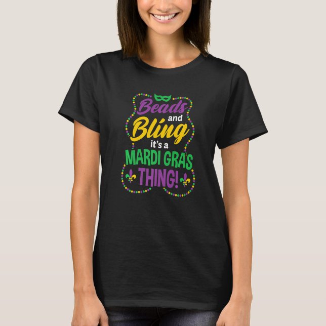 Camiseta Beads & Bling es un festival de carnaval Mardi Gra (Anverso)