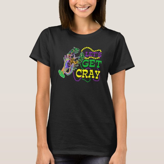 Camiseta Beads Bling Let's Get Cray Dabbing Crawfish Mardi  (Anverso)