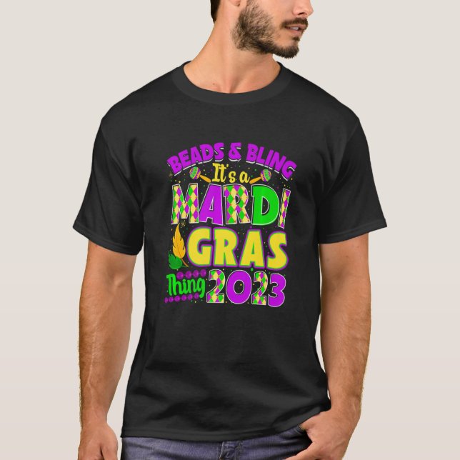 Camiseta Beads & Bling Se trata de un Mardi Gras Thing Mask (Anverso)