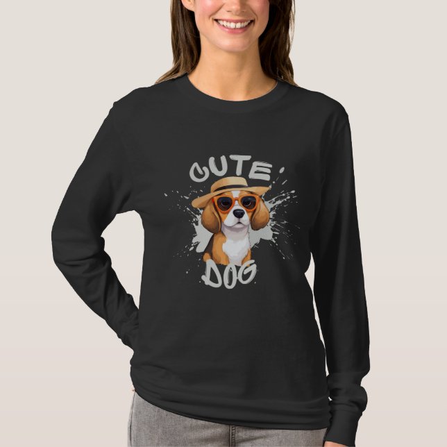 Camiseta Beagle Adorable en gafas de sol | Gráfico de Perro (Anverso)