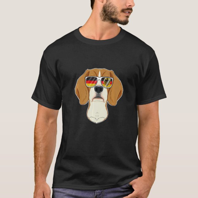 Camiseta Beagle Alemania gafas de sol en bandera alemana (Anverso)