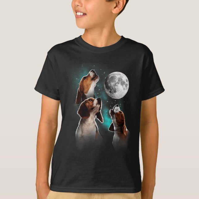 Camiseta Beagle, Beagle Howling En La Luna, Beagle Lover (Anverso)
