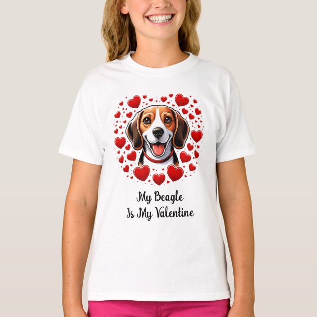 Camiseta Beagle Bliss: Celebrar el El día de San Valentín (Anverso)