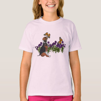 Camiseta Beagle Butterflies Flores de maíz