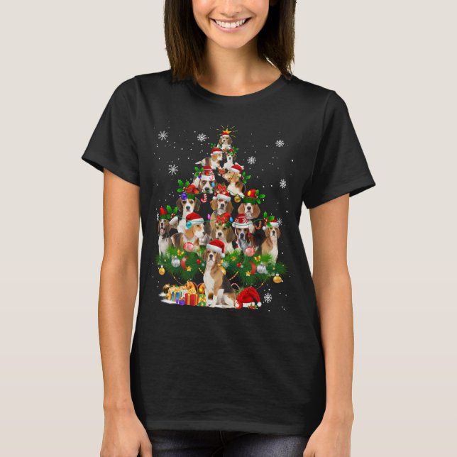 Camiseta Beagle Christmas Tree Ilumina un regalo divertido  (Anverso)
