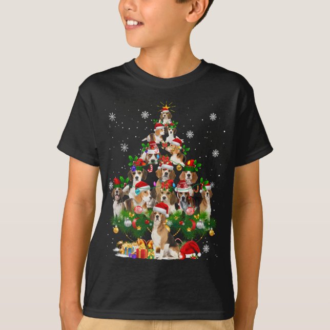 Camiseta Beagle Christmas Tree Ilumina un regalo divertido  (Anverso)