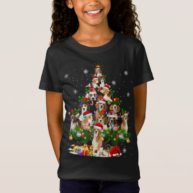 Camiseta Beagle Christmas Tree Ilumina un regalo divertido  (Anverso)
