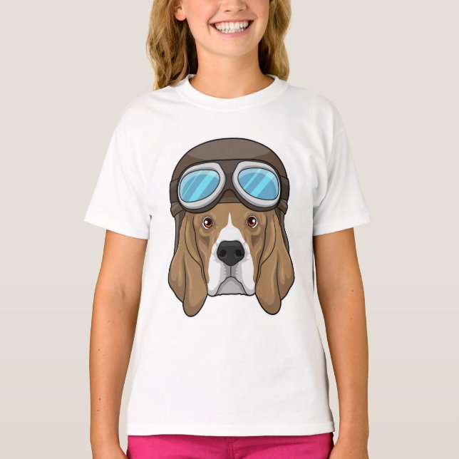 Camiseta Beagle como piloto con gorra piloto (Anverso)