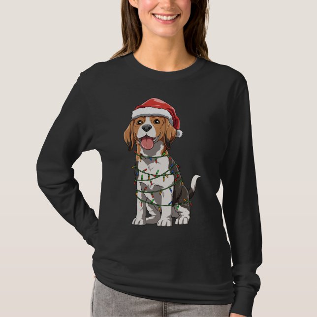 Camiseta Beagle Con Navidades De Santa Hat El Amor De La Be (Anverso)