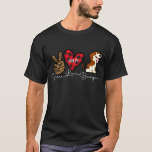 Camiseta Beagle Cuadros escoceses Paz Amor Perrito adorable