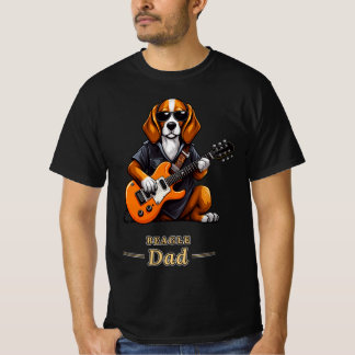 Camiseta Beagle Dad Rock Star Guitar Dog Gift
