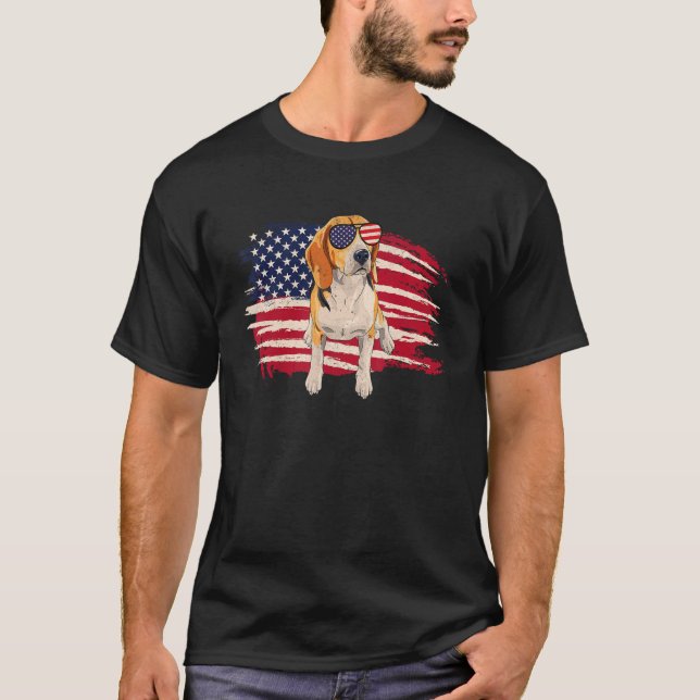 Camiseta Beagle de la bandera estadounidense - Perro picant (Anverso)