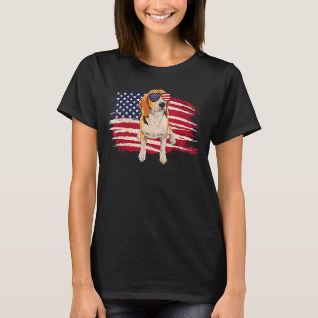 Camiseta Beagle de la bandera estadounidense - Perro picant (Anverso)