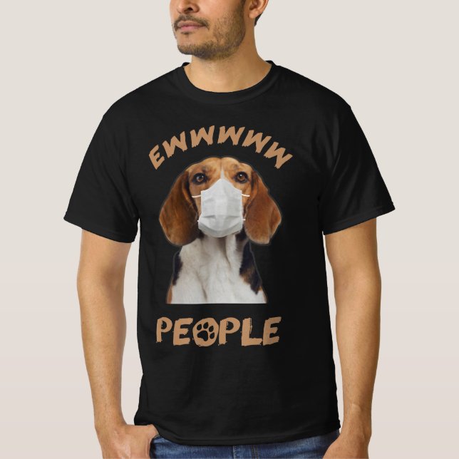 Camiseta beagle divertido usando máscara facial nuevas pers (Anverso)