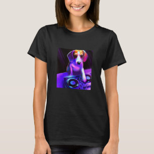 Camiseta Beagle DJ Vaporwave Perro estético Hombres Mujeres