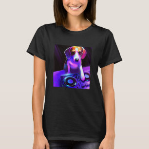 Camiseta Beagle DJ Vaporwave Perro estético Hombres Mujeres
