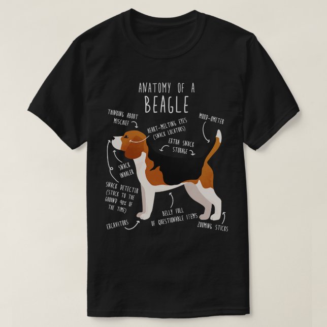 Camiseta Beagle Dog Anatomía 1 (Diseño del anverso)